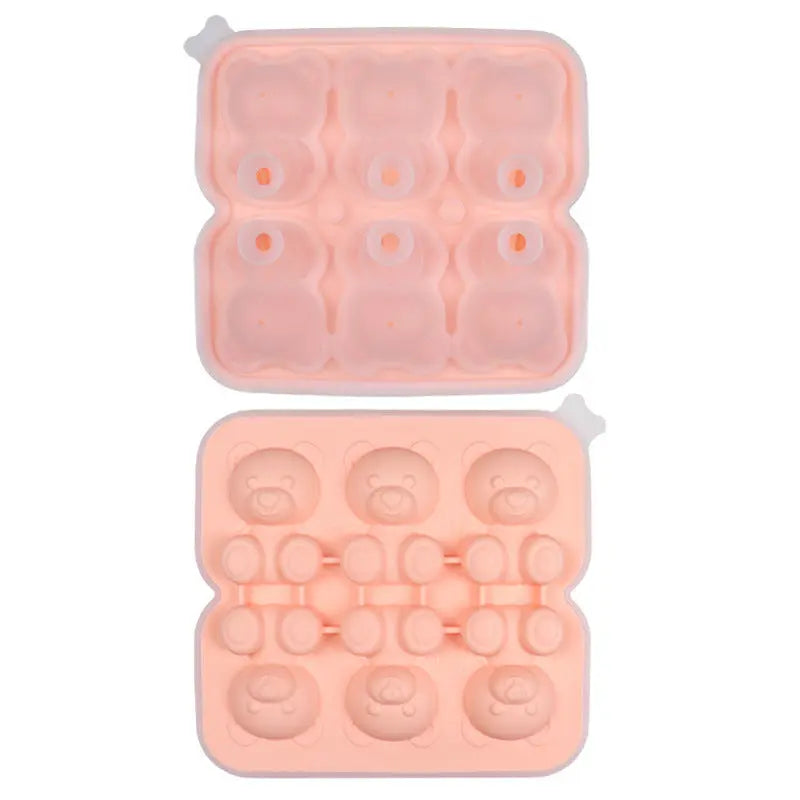 Bear-shaped silicone ice cube tray – Baby Pink, 6 cavities