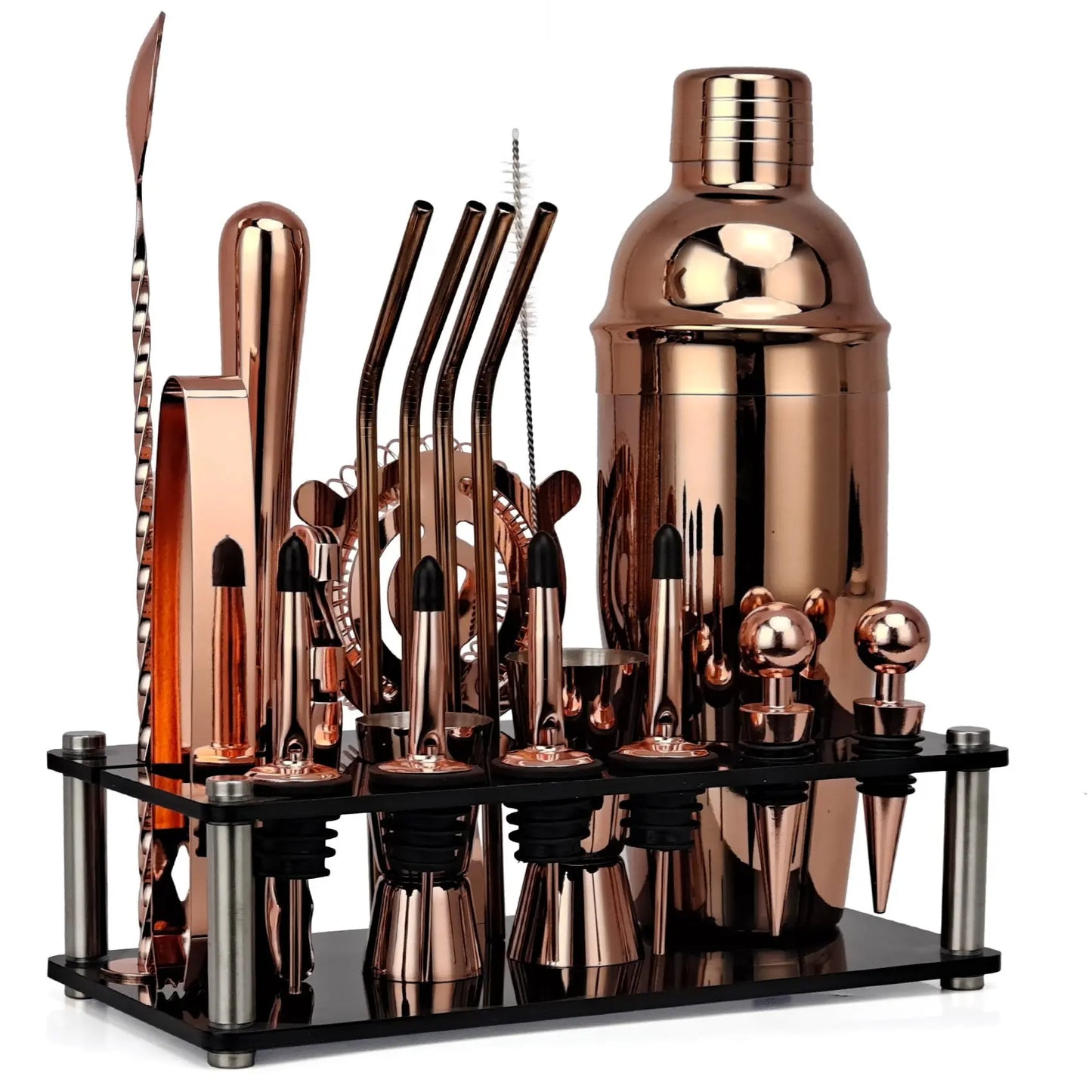20-piece stainless steel cocktail shaker set – Rose Gold Three Segments 750ML