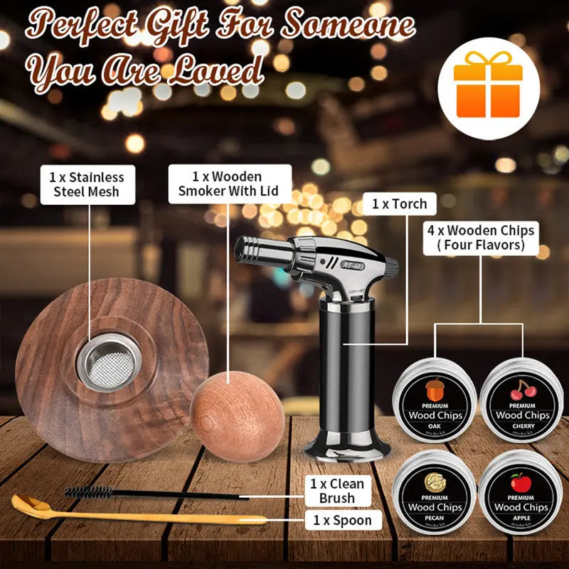 Wooden cocktail smoker gift set