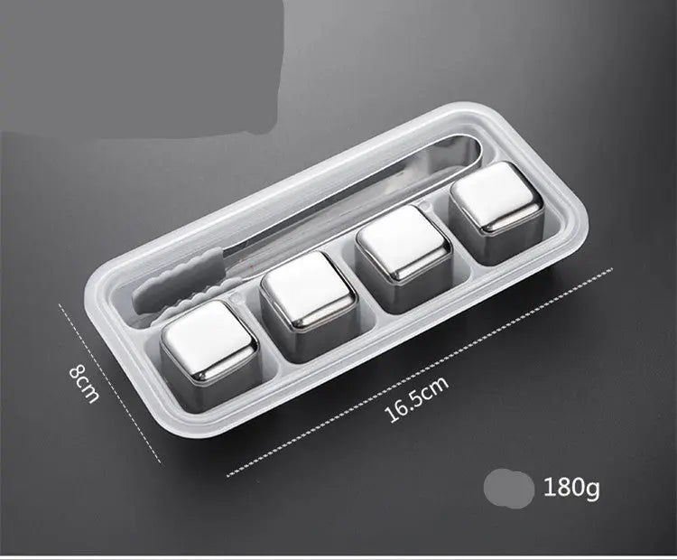 Stainless steel whiskey stones ice cube set – Silver, 4PCS