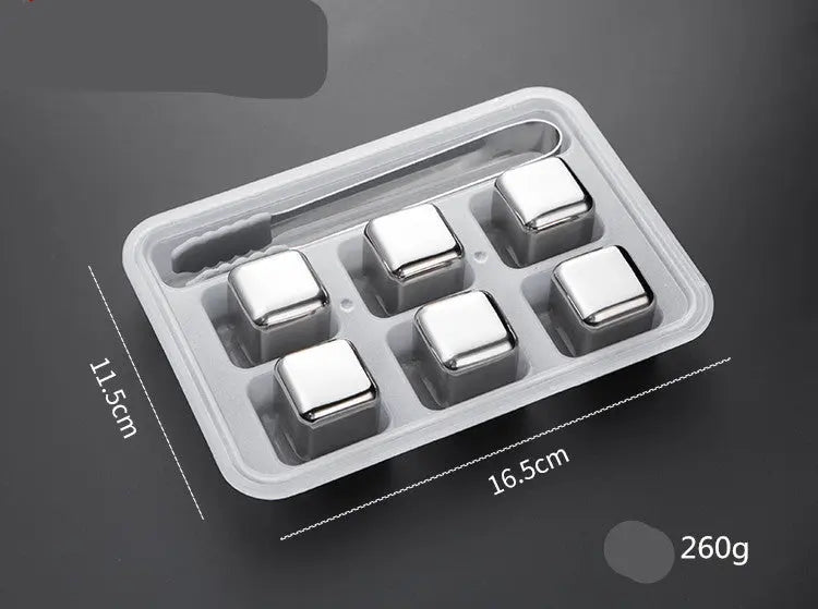 Stainless steel whiskey stones ice cube set – Silver, 6PCS