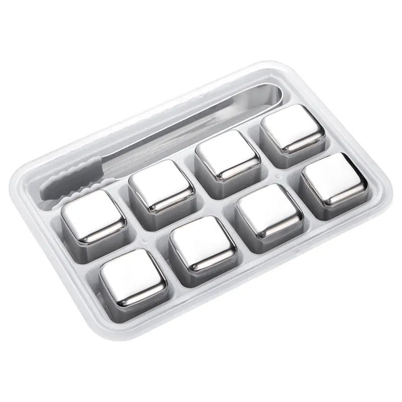 Stainless steel whiskey stones ice cube set – Silver, 8PCS