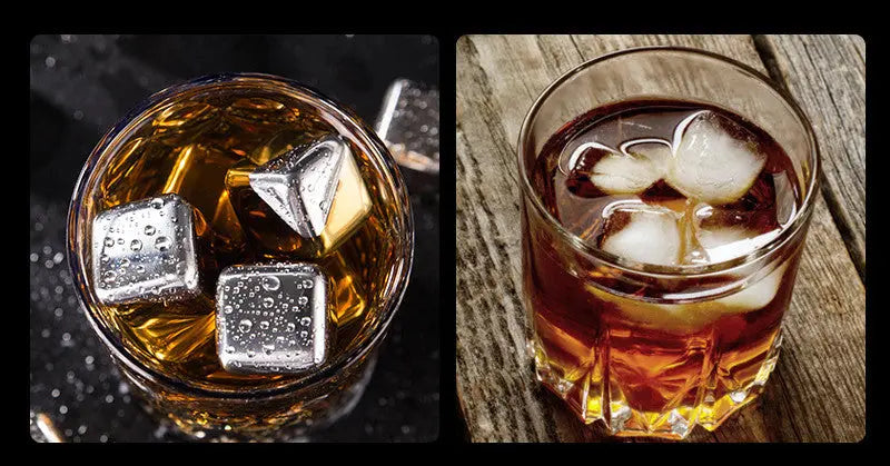 Stainless steel whiskey stones ice cube set