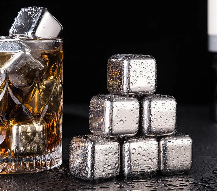 Stainless steel whiskey stones ice cube set