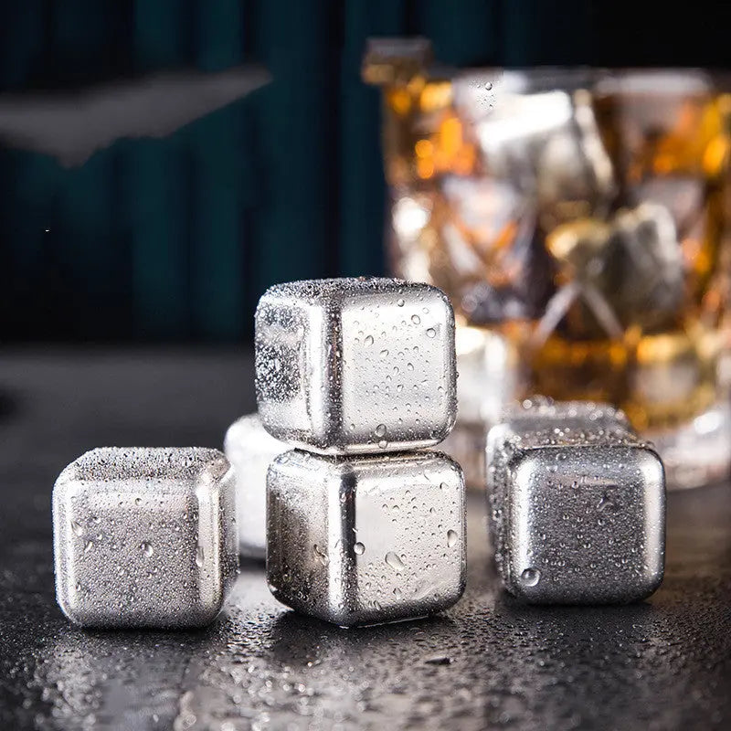 Stainless steel whiskey stones ice cube set – Silver, 1set