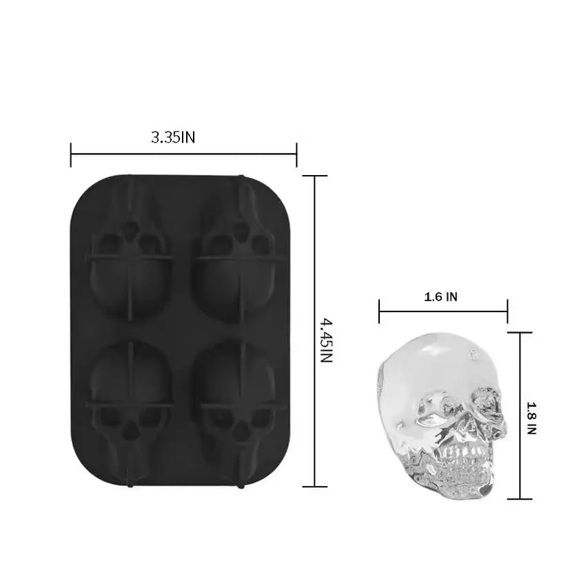 Skull-shaped silicone ice cube mold