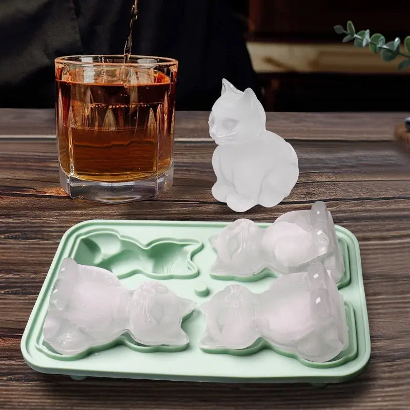 Cat-shaped silicone ice tray mold