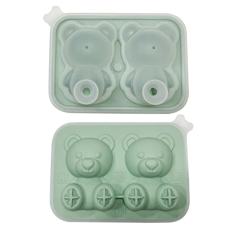 Bear-shaped silicone ice cube tray – Grass Green, 2 cavities