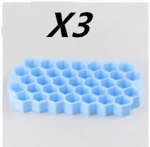 Honeycomb silicone ice tray – Blue 3pcs, Without cover