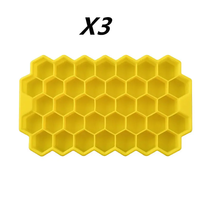 Honeycomb silicone ice tray – Yellow 3pcs, Without cover