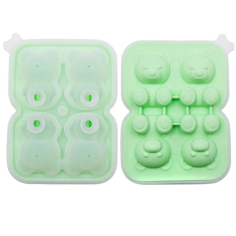 Bear-shaped silicone ice cube tray – Fruit Green, 4 cavities