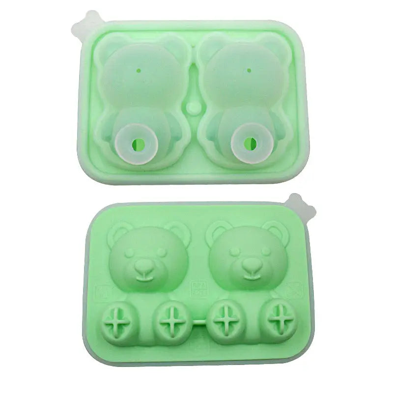 Bear-shaped silicone ice cube tray – Fruit Green, 2 cavities