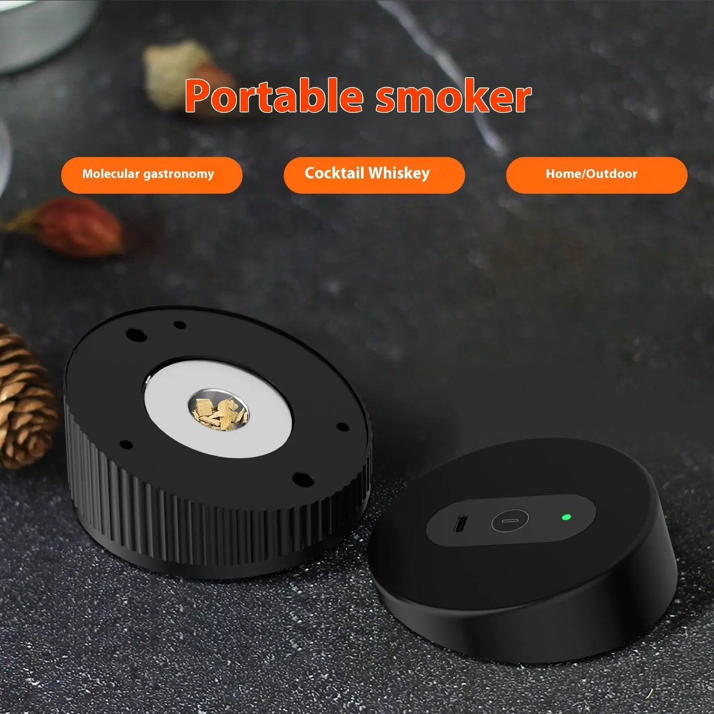 Electric cocktail smoker kit with wood chips