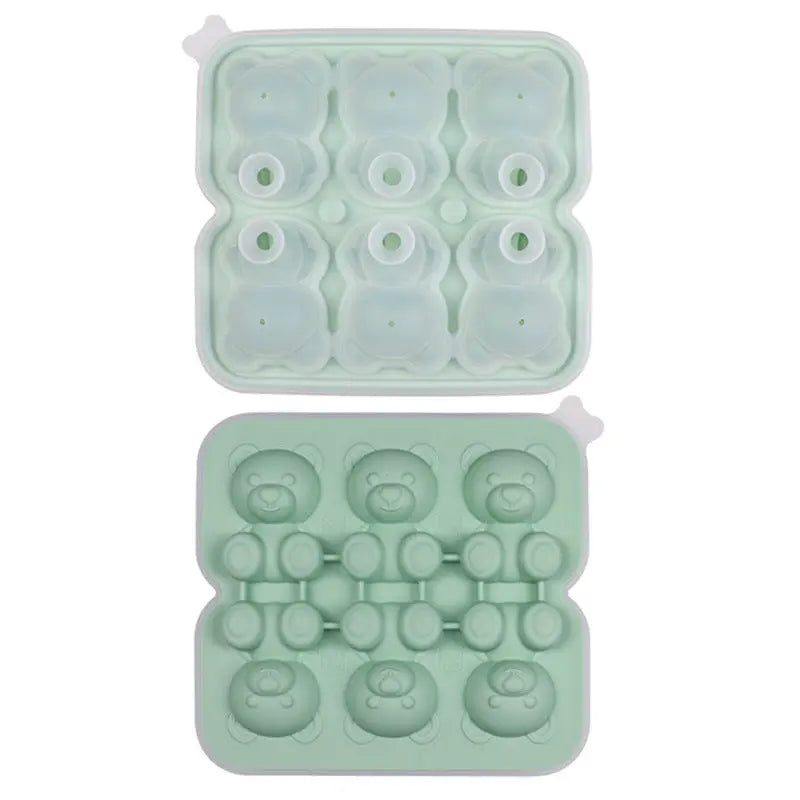 Bear-shaped silicone ice cube tray – Grass Green, 6 cavities
