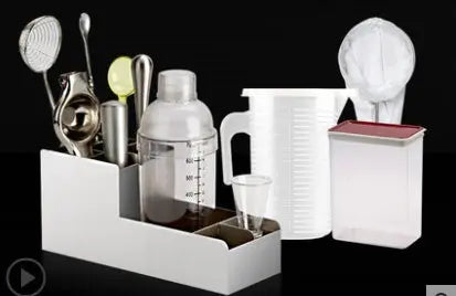 Cocktail shaker set with storage rack – Twelve-piece milk tea tool set