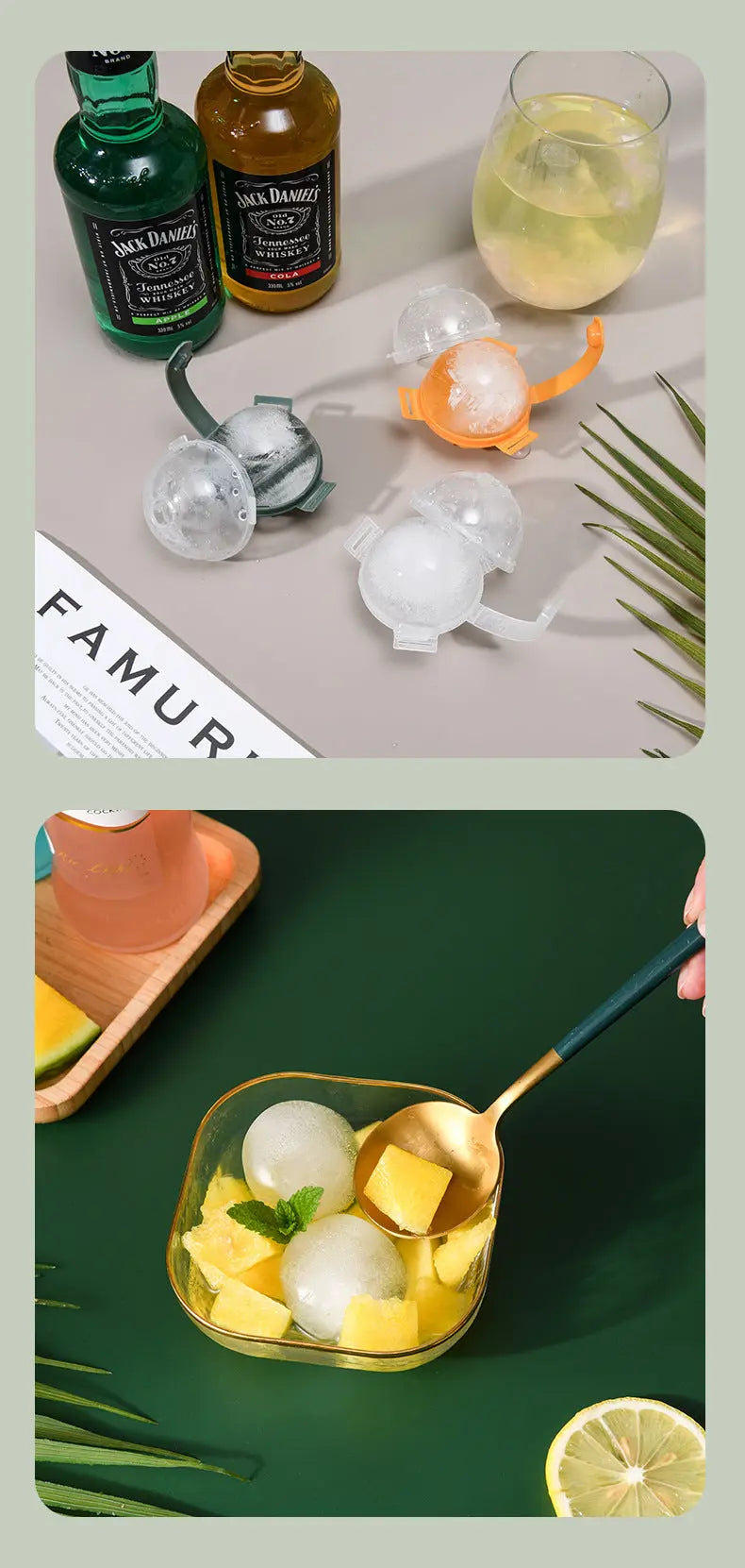 Whiskey round ice ball mold and silicone ice tray