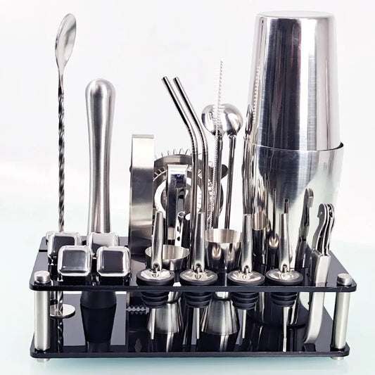 Stainless steel cocktail shaker set with strainer – Style B, Boston