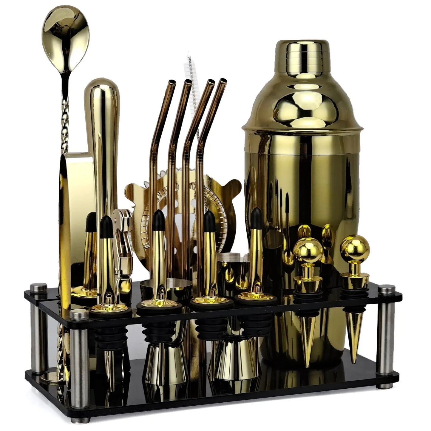 20-piece stainless steel cocktail shaker set – Gold Three Segment 750ML