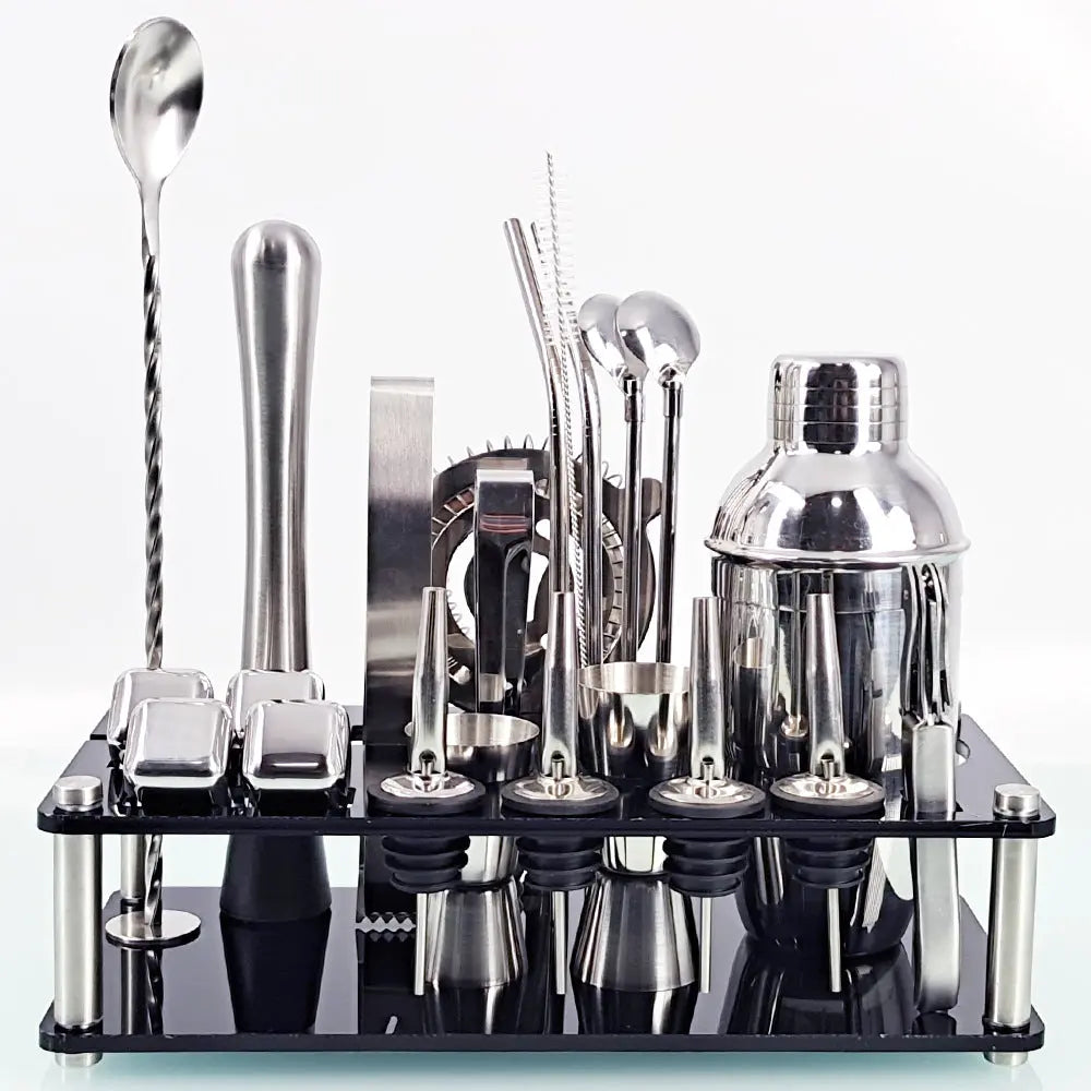 Stainless steel cocktail shaker set with strainer – Style B, 350ml