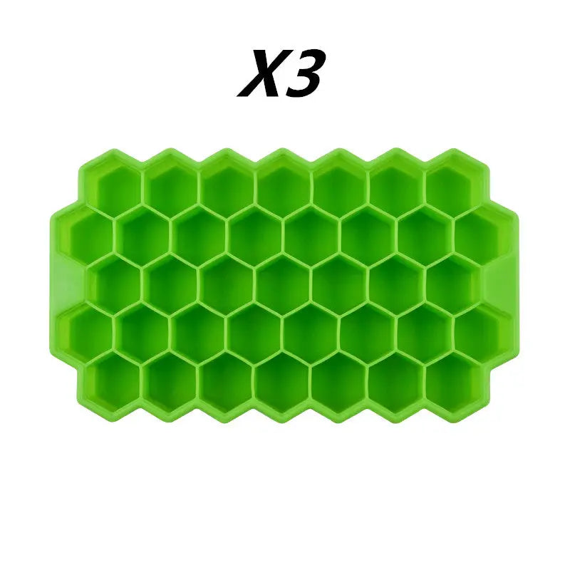 Honeycomb silicone ice tray – Green 3pcs, Without cover