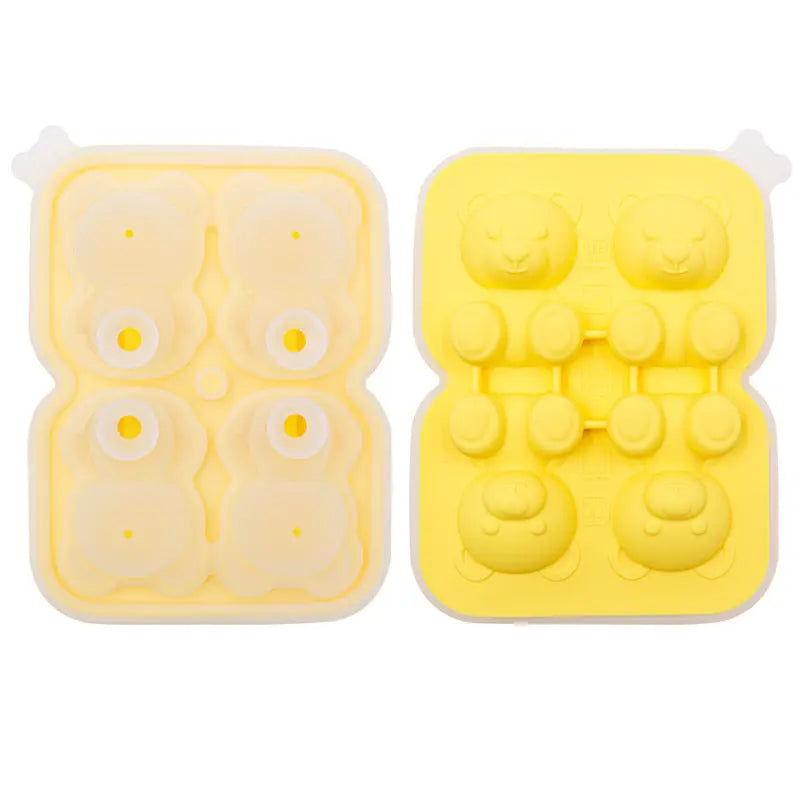 Bear-shaped silicone ice cube tray – Tender Yellow, 4 cavities