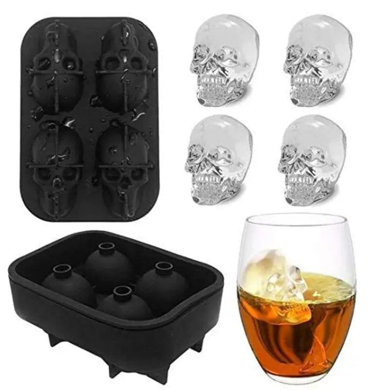 Skull-shaped silicone ice cube mold