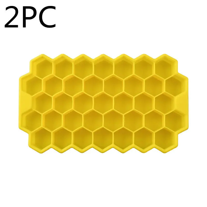 Honeycomb silicone ice tray – Yellow 2PC, Without cover