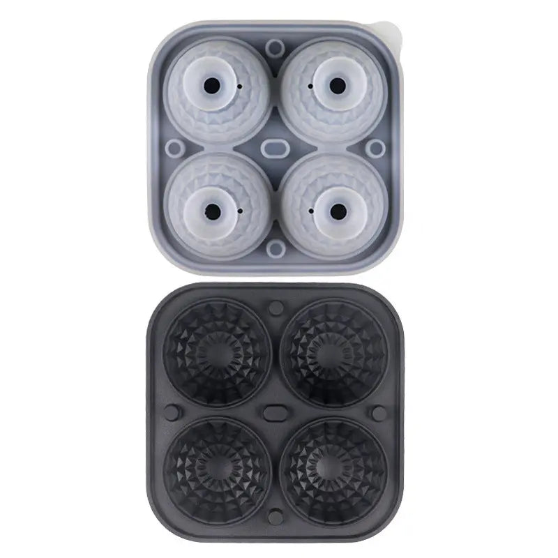 Silicone hockey puck ice mold tray – Black Round