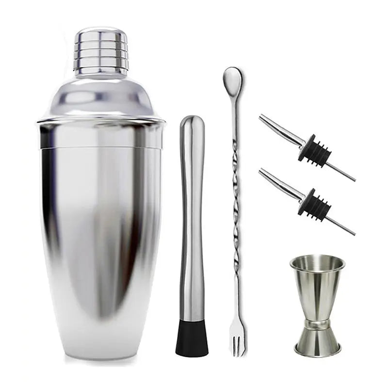 Stainless steel cocktail shaker kit – 6-piece set, 550ml