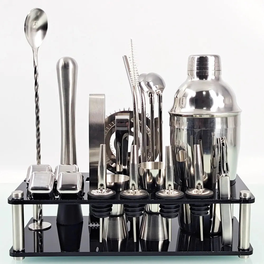 Stainless steel cocktail shaker set with strainer – Style B, 550ml