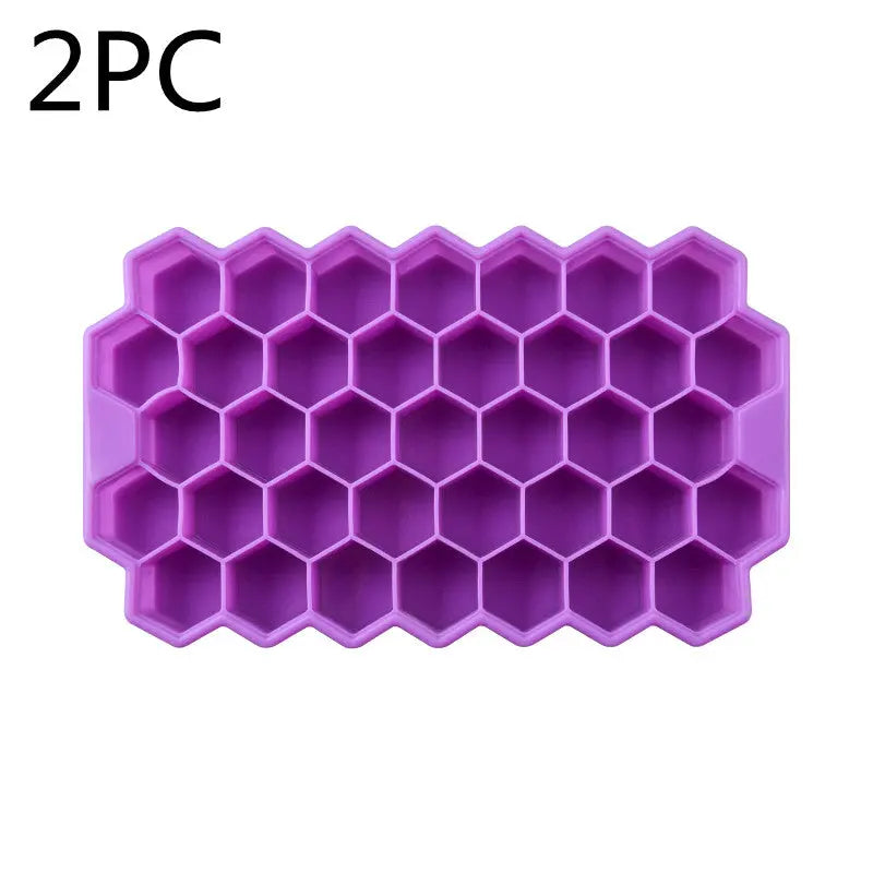 Honeycomb silicone ice tray – Purple 2PC, Without cover
