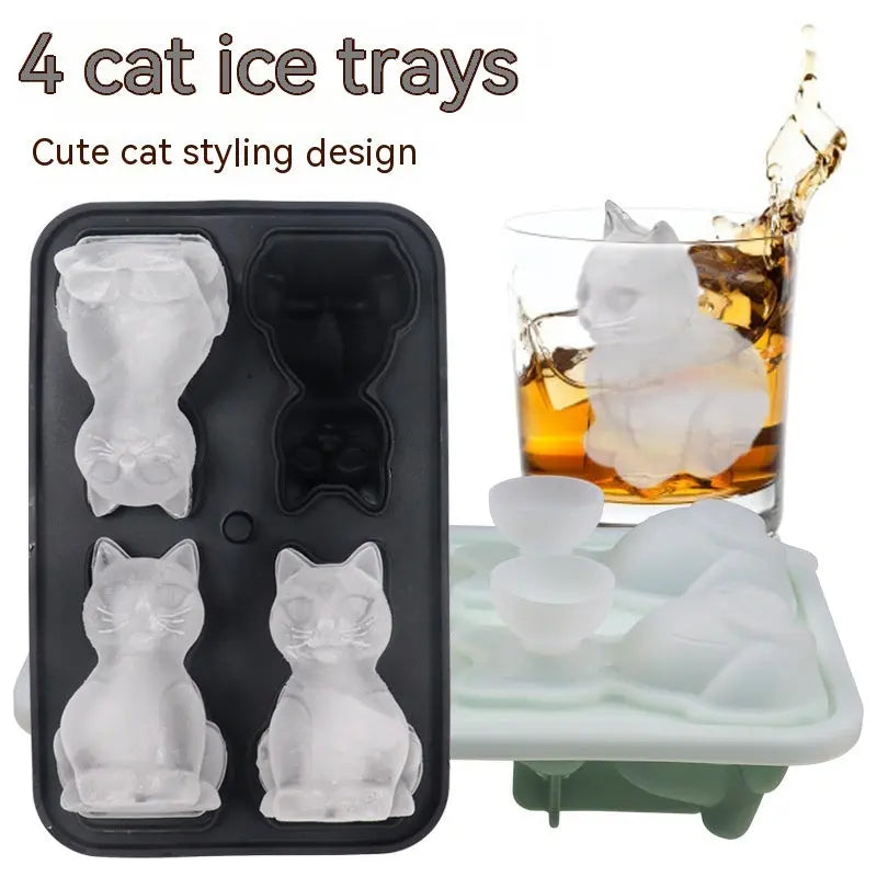 Cat-shaped silicone ice tray mold