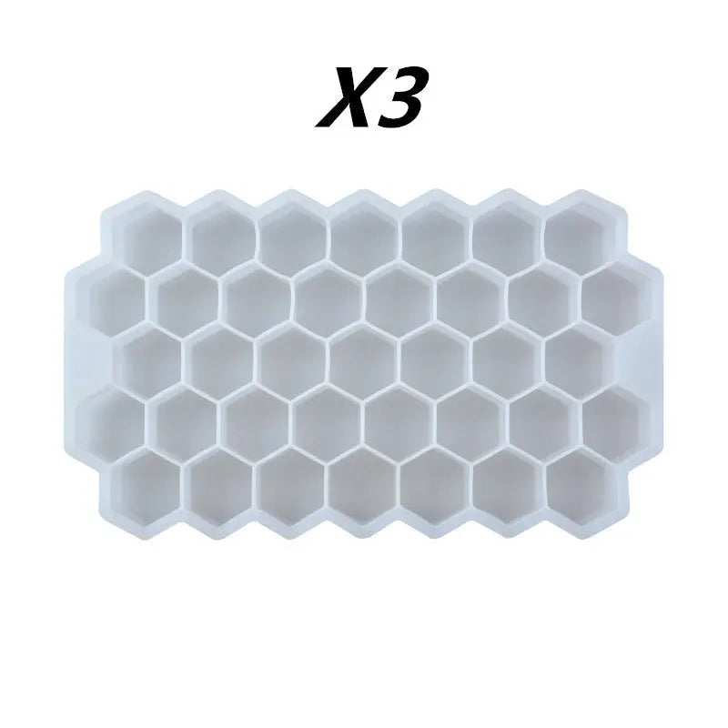 Honeycomb silicone ice tray – White 3pcs, Without cover