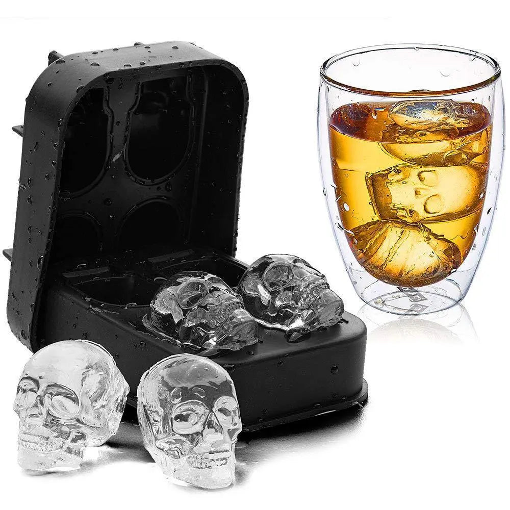 Skull-shaped silicone ice cube mold