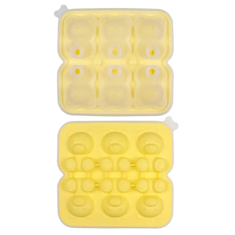 Bear-shaped silicone ice cube tray – Tender Yellow, 6 cavities